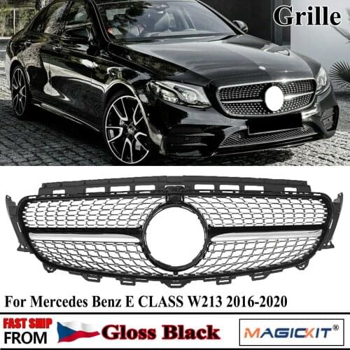 MagicKit AMG DIAMOND STYLE FRONT GRILLE GLOSS BLACK FOR MERCEDES E CLASS W213 2016 - ON