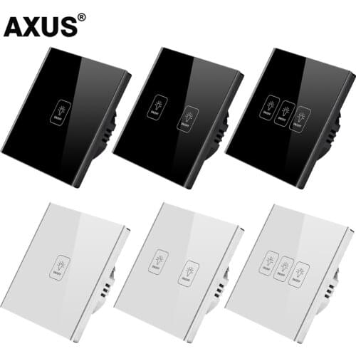 AXUS EU Touch Switch AC100-240 Tempered White Crystal Glass Panel Power Led sensory Wall Light Switches 1/2/3 Gang Interruttore