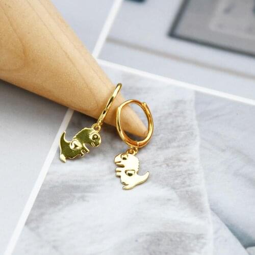 925 Sterling Silver Earring Fashion cute Dinosaur airplane Short Pendant triangle Drop Earring Personality Woman Girl Ear Jewely