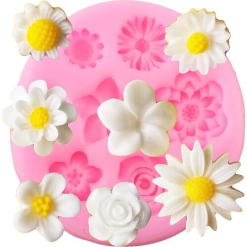 3D Craft Flower Silicone Mold Birthday Cupcake Topper Fondant Baking Mold Cake Decorating Tools Candy Chocolate Gumpaste Moulds