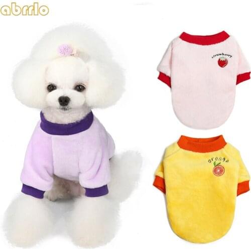 Pet Cat Dog Sweater Cute Fruit Fleece Puppy Clothes T-shirt Velvet Warm Winter Small Dog Pet Yorks Costume Apparel Sweatshirt