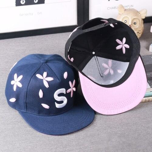 Unisex Letter Embroidered Flat Brim Hip-Hop Women Cotton Cap Baseball Cap Couple Snap Adjustable Caps Outing Solid Color Sun Hat
