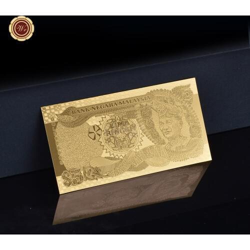 WR Gift Ideas for Men Malaysia Gold Banknote Collectible 1983-84 Year 5 Ringgit Malaysia Bill Note Unique Art Crafts