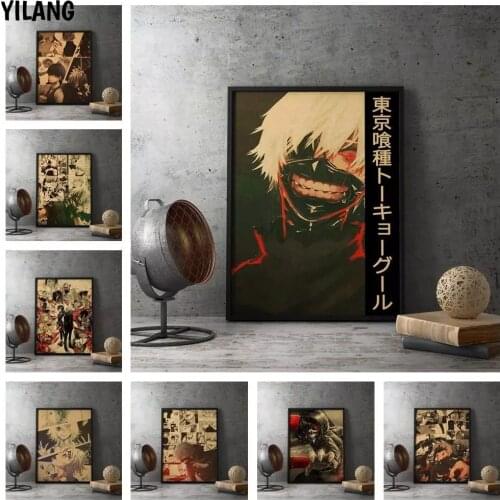 Japanese Popular Anime Tokyo Ghoul Old Poster Wall Art Decoration Prints Retro Style Home Room Interior Decoration Prints