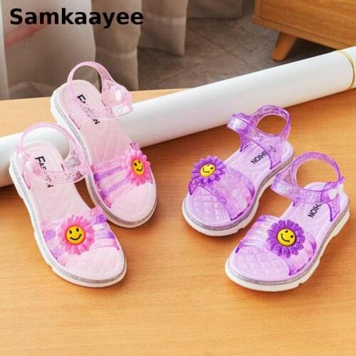 4-18y Kids Sandals Children Shoes Summer Girls Princess Shoes Flowers Sweet Solid Soft Bottom Hoolow Breathable Beach Footwear 1