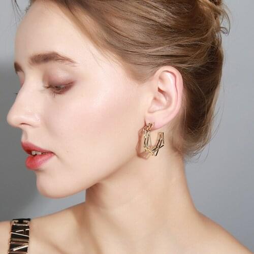 Stainless Steel New Vintage Earrings Gold Round Hoop Earrings For Women Statement Geometry Fashion Earrings 2021 Trend Jewelry