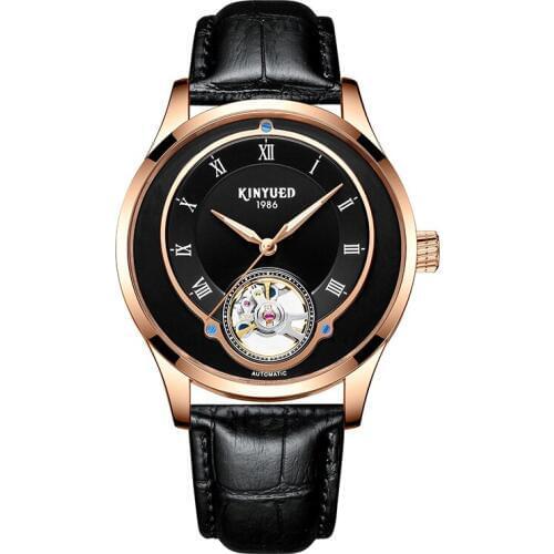 KINYUEDTop Brand Gold Hollow out Automatic Mechanical watch Waterproof watch Luminous Clocks Mens Watches J060