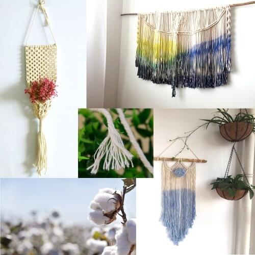 1 Roll 5mm x 65M Macrame Rope Natural Beige Cotton Twisted Cord Textile Strings for Artisan DIY Hand Craft Decoration