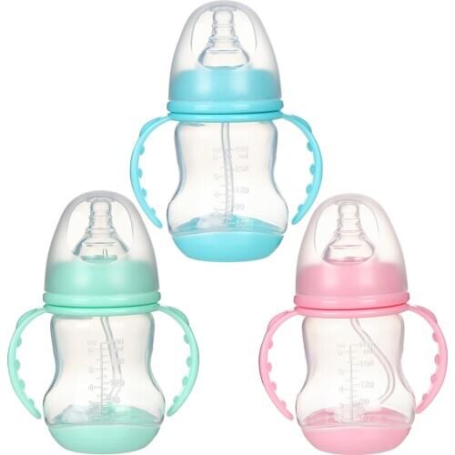 180ml Baby Feeding Cup Baby Heat-resistant PP Silicone Water Drinking Bottle Kids Wide Caliber Nursing Bottles 103x49mm