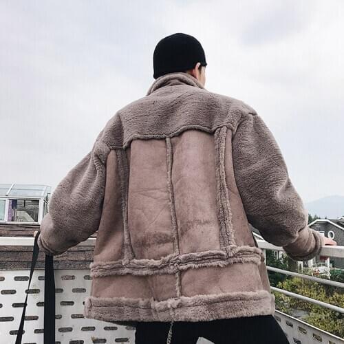 2020 Handsome Young Mens Fur Lined Coats Outerwear Winter Plus Size XXL Punk Style Mens Faux Fur Coat Velvet Overcoat Male A340