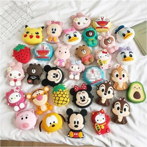 2021 Disney Anime Mickey Minnie Donald Duck Kawaii Silicone bag Mini Messenger bag Childrens coin purse Toy for Girls Gift