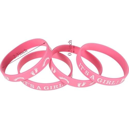 300pcs Gender Reveal Its A Girl Silicone Bracelets Rubber Wristbands Free Shipping by DHL