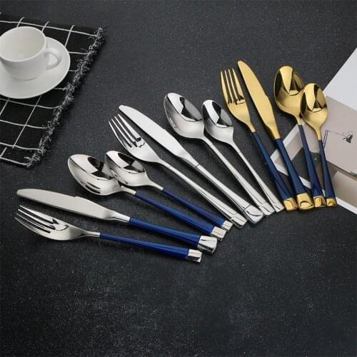304 stainless steel cutlery creative titanium plated steak knife dessert spoon fork set western tableware in home restaurant