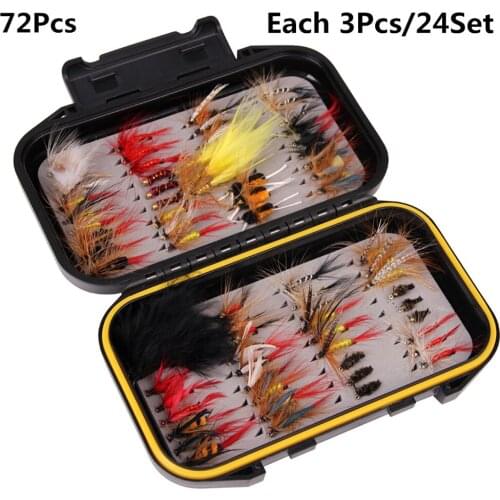 40/72/100/120pcs Fly Fishing Flies Trout Lures Flies Artificial Fishing Lures Bait with Waterproof Fly Box