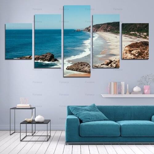 Canvas Painting Modern 5 Pieces/Pcs Sunset Landscape Wall Art HD Print Poster Decoration Modular Autumn Forest Scenery Picture