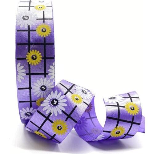 5Yards 25mm Printed Small Gloral Pattern Segment With Christmas Ribbon Used For Christmas Decoration DIY Sewing Fabric #02