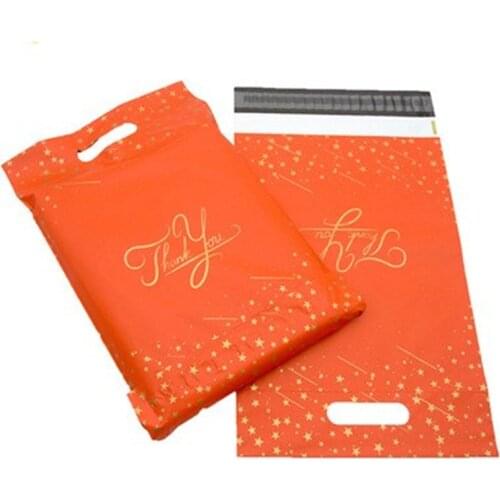 50pcs/Lot Color Mail Bag Thank you Courier Bag Handbag Logistics Packaging Bag Destruction Bag Pouch Bags 10*13Inch Orange Pack