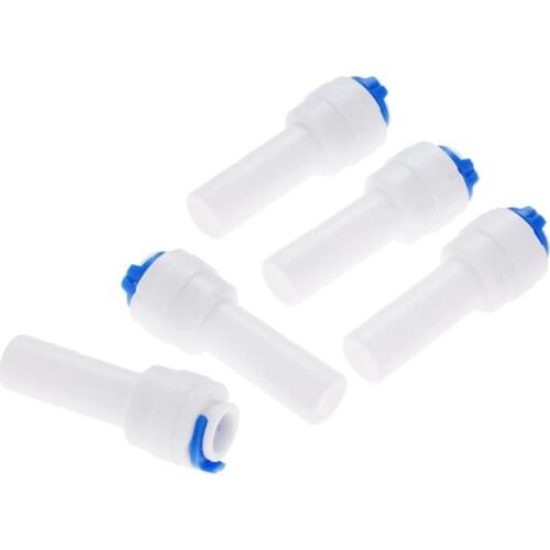 5x RO Water Plastic Pipe Fitting Straight 1/4" 3/8" OD Hose Connection 1/4" Stem Quick Coupling Reverse Osmosis Aquarium System