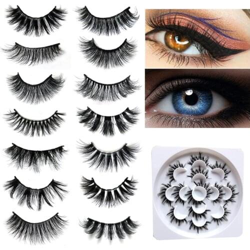 7pairs 25mm 5D Thick Mink Eyelashes Fake Lashes Long Makeup Mink Lashes Eyelash Extension False Eyelashes Mixed model