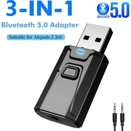 Bluetooth 5.0 Audio Receiver Transmitter AUX USB 3.5mm Jack RCA & Mic Handsfree Call For TV Car PC MP3 Music Wireless Adapter