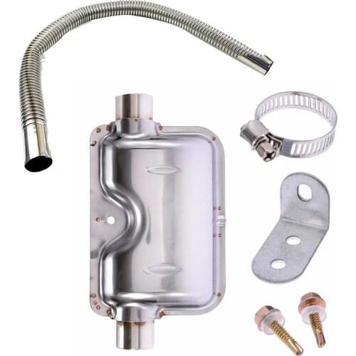 60cm Car Stainless Steel Material Exhaust Pipe Corrugated Round Pipe Parking Silencer Diesel Heater Silver