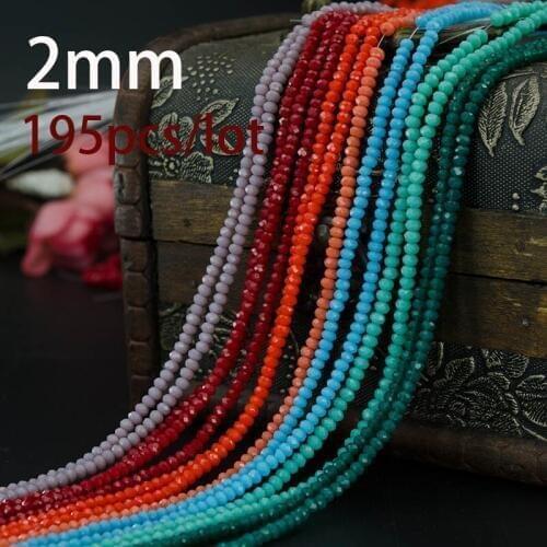 Free shipping multi color 2mm 195PCS Bicone crystal beads Cut Faceted Round Glass Beads for DIY Apparel Sewing Garment Beads