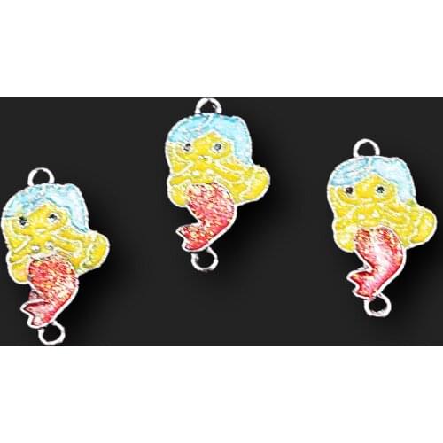 8pcs Handmade Enamel Cute Cartoon Mermaid Princess Connector DIY Charm Hip Hop Bracelet Anklet Jewelry Crafts Making 23*12mm