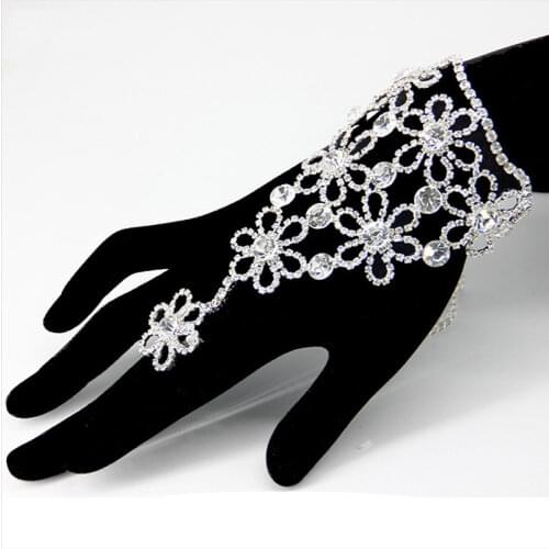 Crystal Slave Bracelets for Women Girls Hand Harness Finger Bracelet Bangles Link Chain Engagement Wedding Party Jewelry Gifts