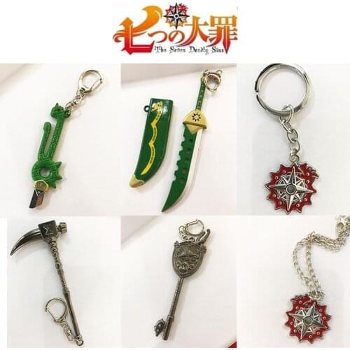 The Seven Deadly Sins Keychains Weapon Escanor Rhitta Meliodas Dragon Key Chain Cosplay Props Model Pendant Jewelry Gift