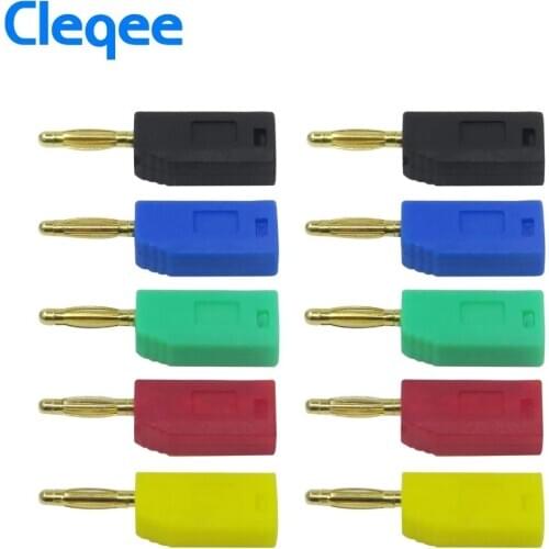 Cleqee P3012 10PCS 2mm Banana Plug jack Gold Plated Copper stackable connector for Binding Post Test Probes 5 Color