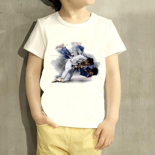 Kids Evolution Of A Judo Cartoon Design T Shirt Boys/Girls Great Casual Short Sleeve Tops Children Cute T-Shirt,HKP402