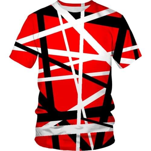 Summer new 3D hot-selling T-shirts, breathable and super fire striped plaid loose short-sleeved T-shirts for men and women