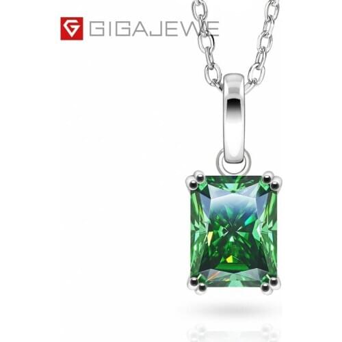 GIGAJEWE 3.0ct 7X9mm Radiant 18K White Gold Plated 925 Silver Moissanite Necklace Diamond Test Passed Jewelry Christmas Gift