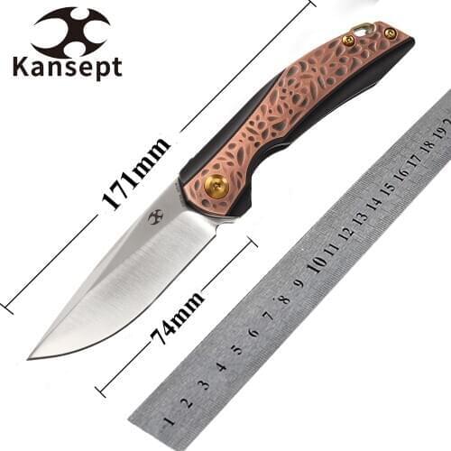 Kansept Mini Accipiter K2007A5 Pocket Folding Knives under 3'' S35VN Blade Titanium Handle with Anodized Copper Inlay EDC Knife