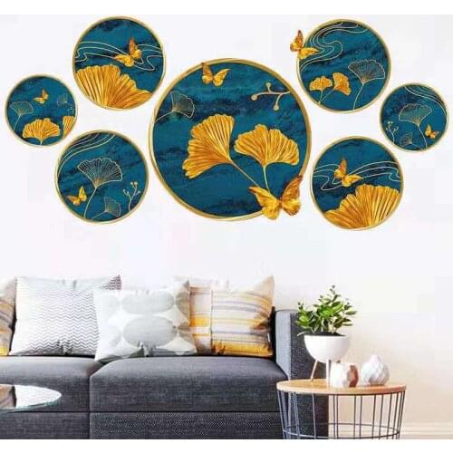 Creative 3D Ginkgo Leaves Wall Stickers Home Decor DIY Living Room Bedroom Peel and Stick PVC art Murals