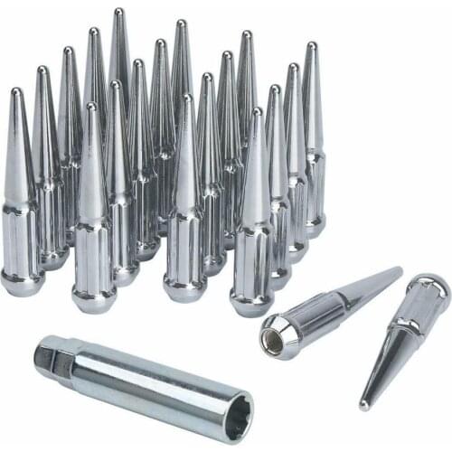 KSP 20PCS M12x1.5 Spline Spike Tuner Lug Nut with 1 Long Socket Key for 2006-2017 compass MK 2007-2017 patriot 1989-2018 4Runner