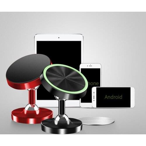 Metal Car Phone Holder Universal Car Stand Double Ball 360 Degree Rotating Suction Cup Type Magnetic Mobile Phone Holder