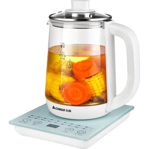 Multifunctional Electric Glass Kettle Healthy Pot Cooker Water Boiling Tea Porridge Soup Stewing 220V 1.8L EU/ UK Plug