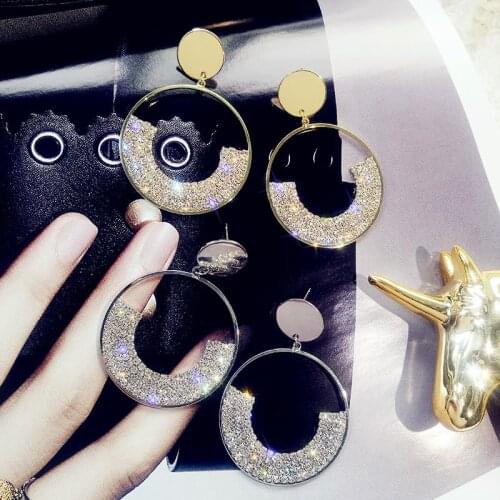 Fashion Oversize Circle Hoop Earrings for Women Girl New Geometric Crystal Round Earring Brincos Party Jewelry Gift