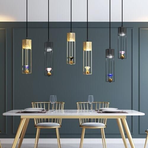 Nordic Gold Crystal Kitchen Island Pendant Light Modern Led Bar Dining Room Light Fixture Living Room Decor Bedroom Bedside Lamp