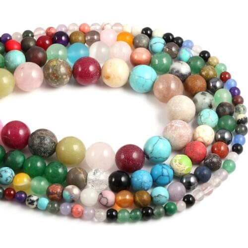 New Natural Stone Beads Flower Round Bead for DIY Jewelry Making Bracelets Size 4mm / 6mm / 8mm / 10mm / 12mm