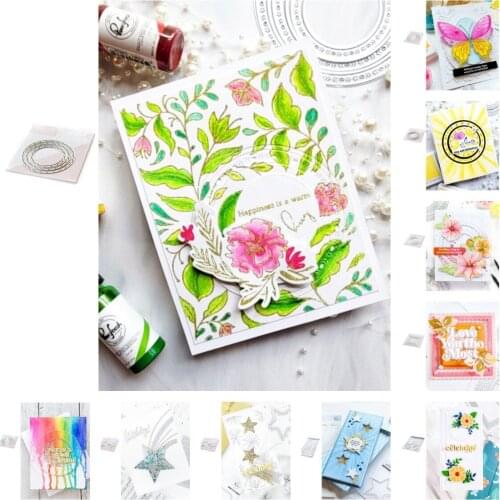 New Leaves Folk Edge Circle Square Star Metal Cutting Dies Scrapbook Diary Decoration Stencil Embossing Template DIY 2021 NEW