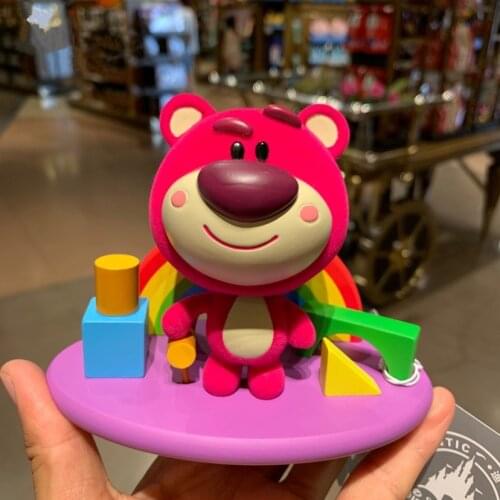 New style Shanghai Disney Toy Story Strawberry Bear Rainbow Cartoon Car Carrying Moving Head Decoration Gift AG2556