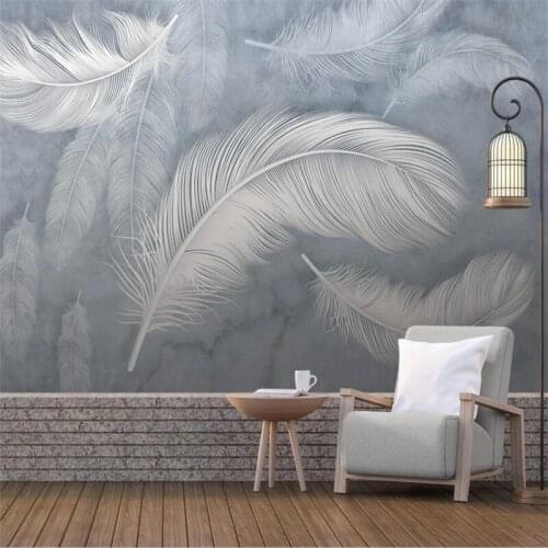 Custom wallpaper 3d Nordic HD hand-painted feather modern minimalist Обои TV background wall living room bedroom mural фотообои
