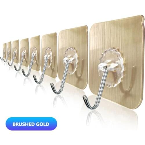 10pcs Transparent Strong Self Adhesive Door Wall Hangers Hooks Heavy Load Rack Waterproof Reusable Hanging for Kitchen Bathroom