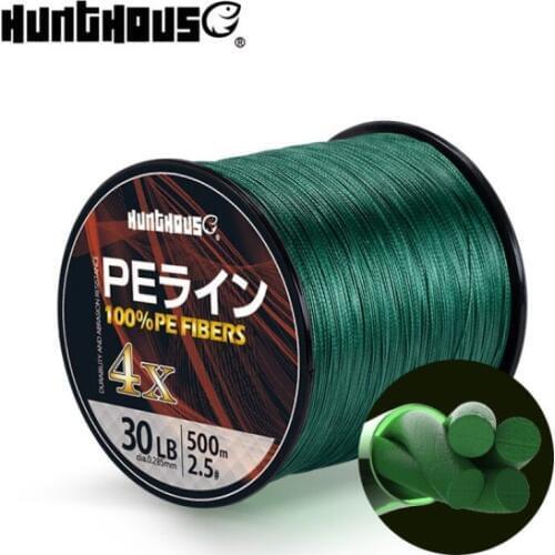 Hunthouse 4X pe braided fishing line 4 strands multifilament linha de pesca 15-40LB 300m 500m 1000m Super Strong for bass Cord