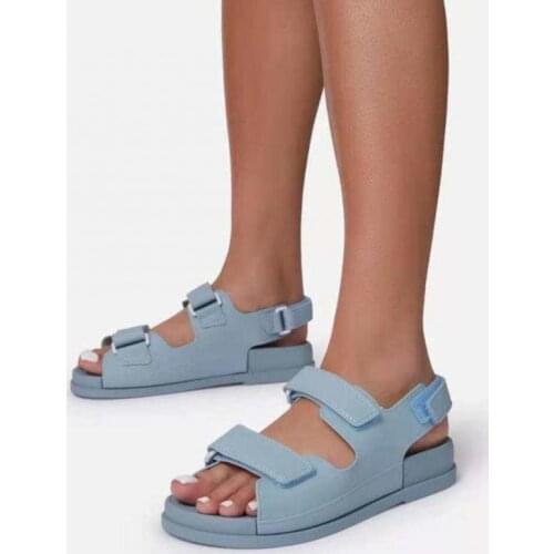 2021 Trendy Ladies Sandals Summer New Flat British Style Velcro Thick-soled Casual Roman Designer Shoes Thick-soled Sandals