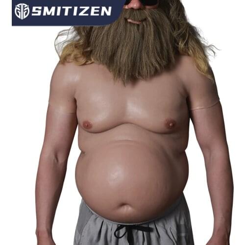 Smitizen Pot Belly Silicone Beer Belly Fake Tummy Upper Suit Cosplay Costume Artificial Paunch Realistic Abdomen Beer Gut
