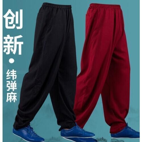 Spring Men Women Tai Chi Kungfu Yoga Pant linen Loose Wide Leg Bloomers Baggy Jogger Workout Running gym Casual Pant Sportswear