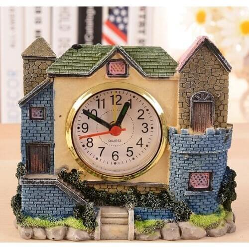 Villa Castle Creative Alarm Clock Desk desktop Table Clock Home Office Decor Best Gifts for Children